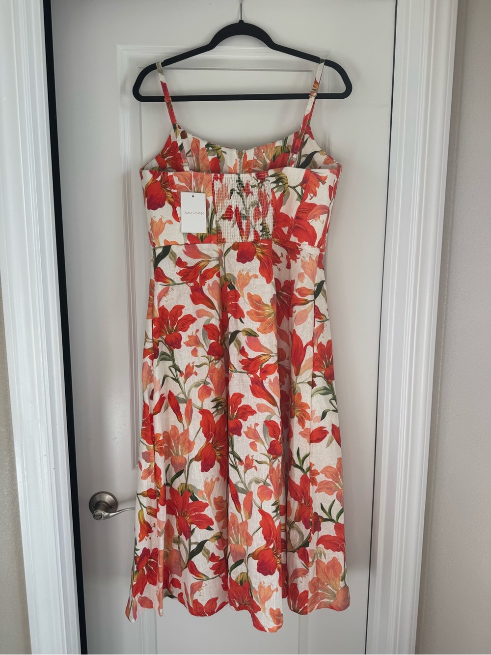 Zimmermann Tranquility Red Lilly Zip Linen Midi Dress US12/UK16/AU4 - Picture 12 of 15